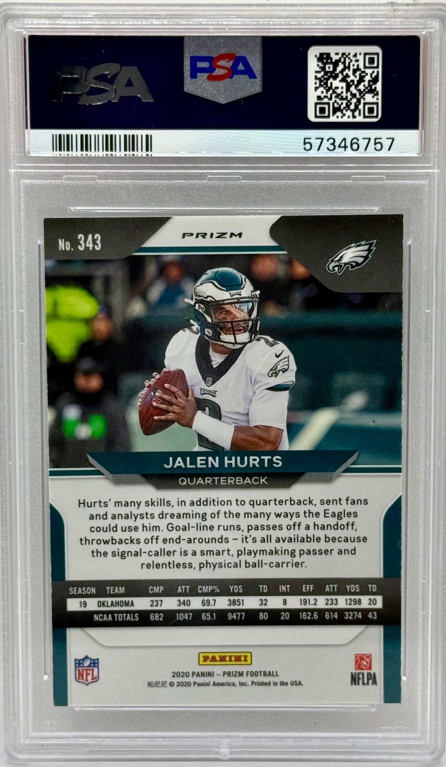 Jalen Hurts 2020 Prizm Red White Blue RC PSA 10