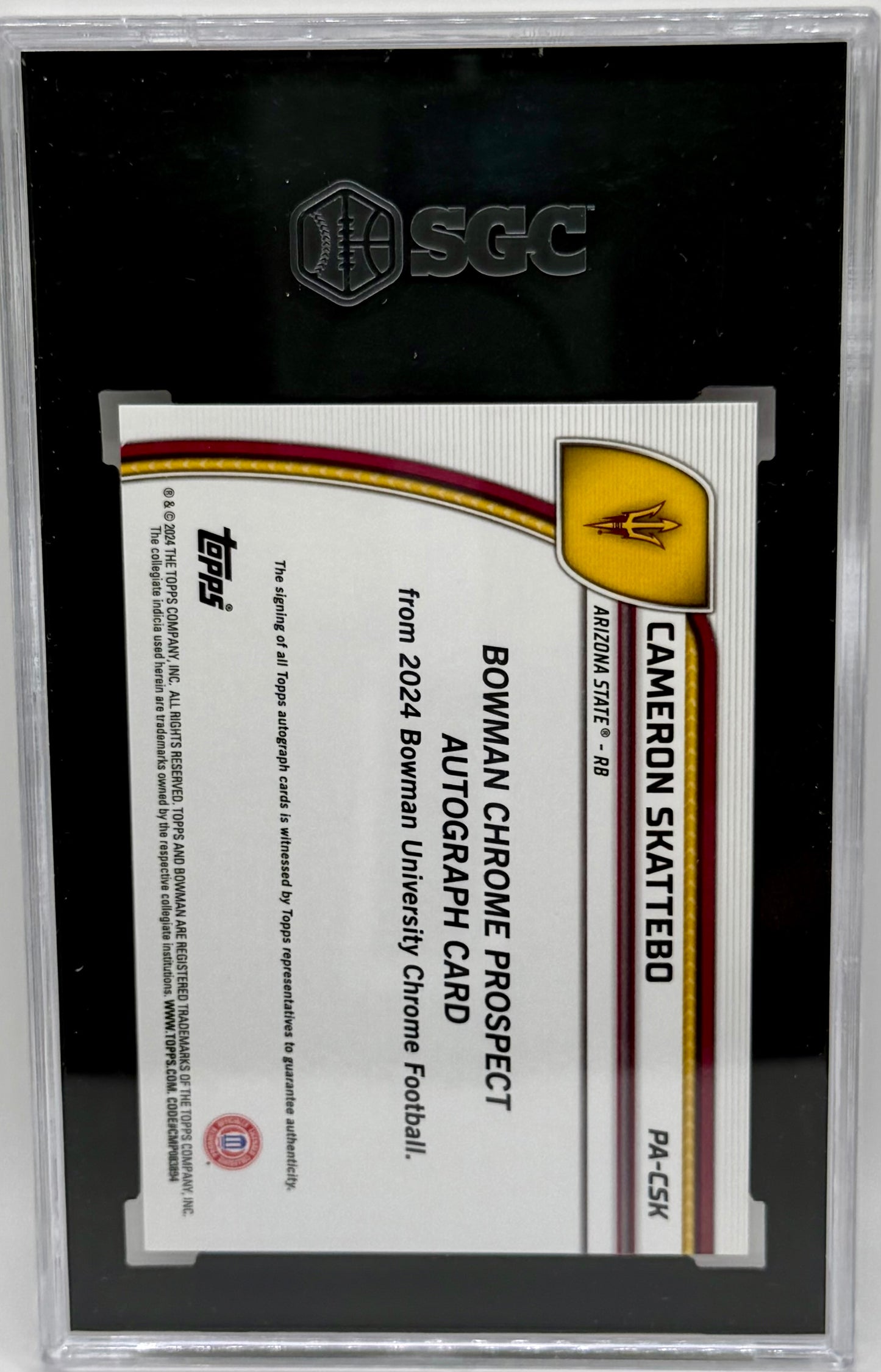 Cam Skattebo 2024 Bowman Chrome Fuchsia /150 SGC 10/10