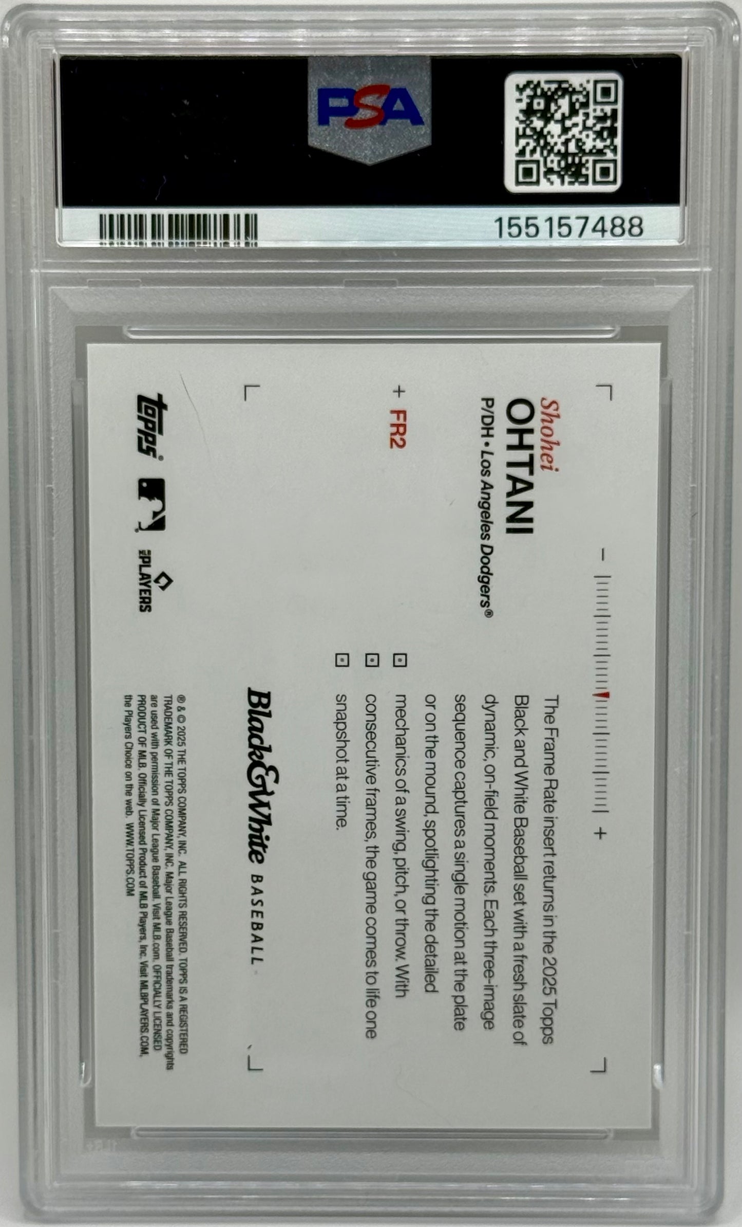 Shohei Ohtani 2025 Topps Black and White Frame Rate PSA 9