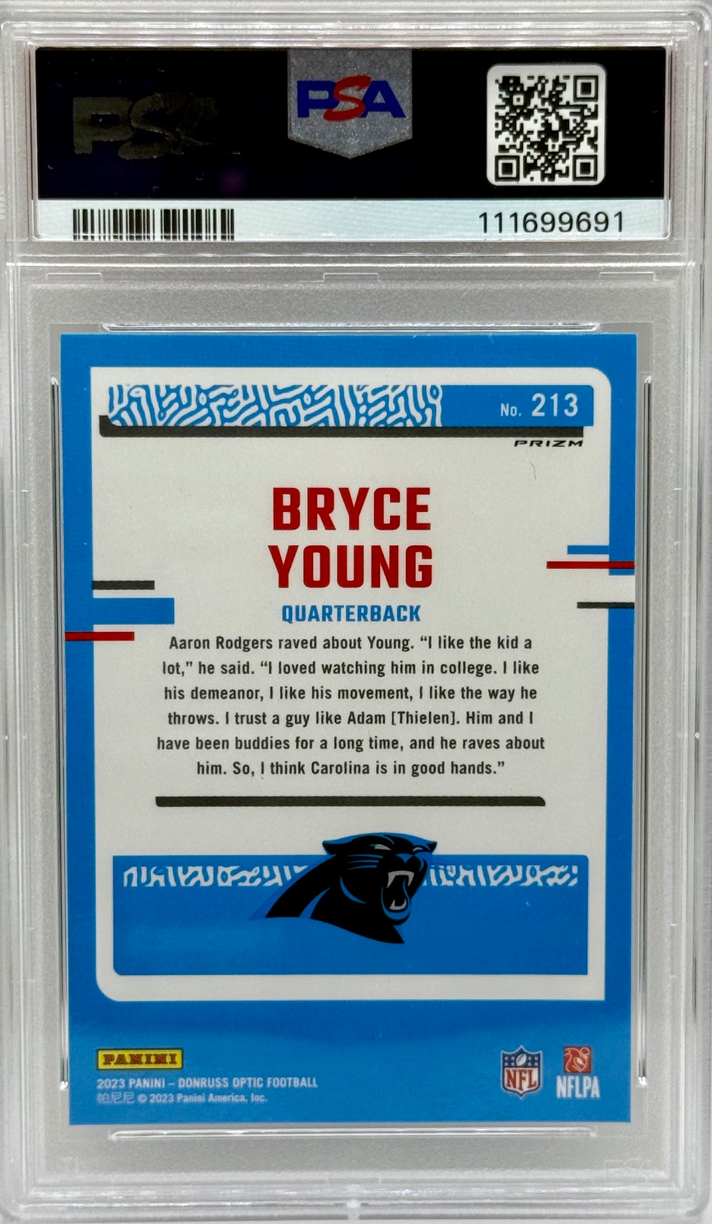 Bryce Young 2023 Donruss Optic Rated Rookie PSA 10