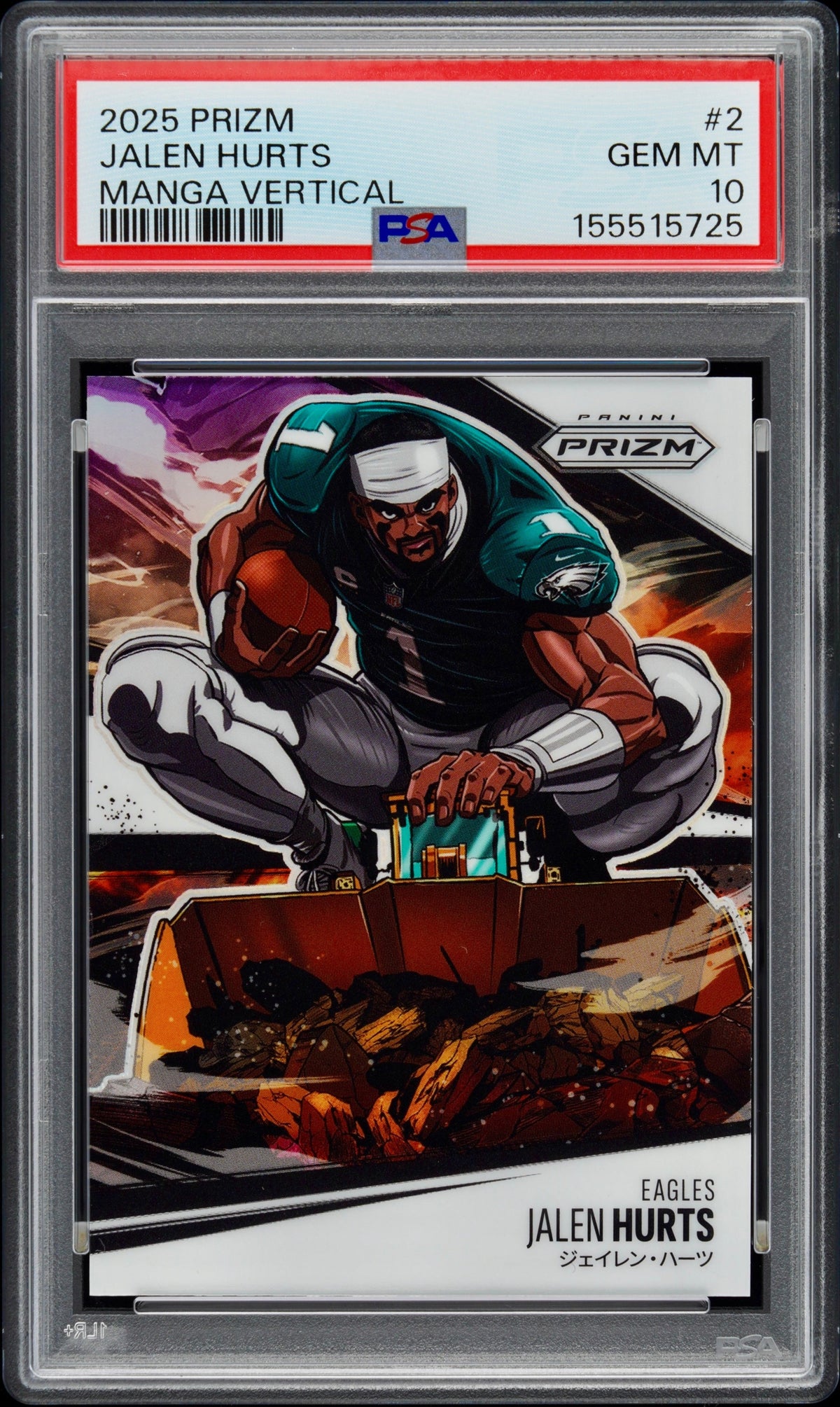 Jalen Hurts 2025 Panini Prizm Manga Vertical PSA 10