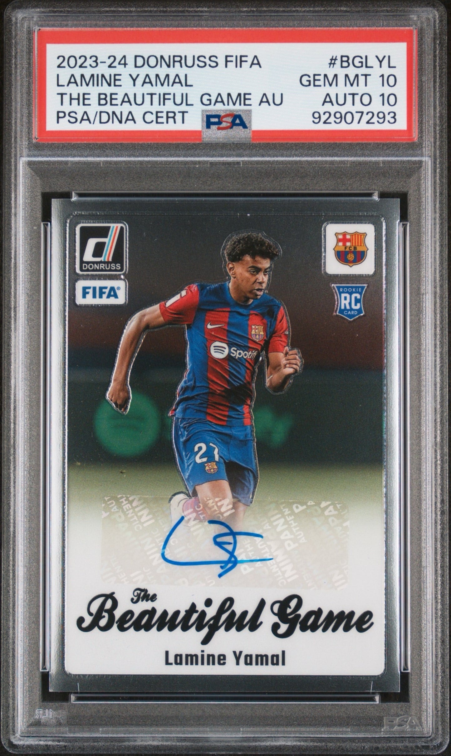Lamine Yamal 2023-2024 Donruss FIFA The Beautiful Game RC PSA 10 Auto 10