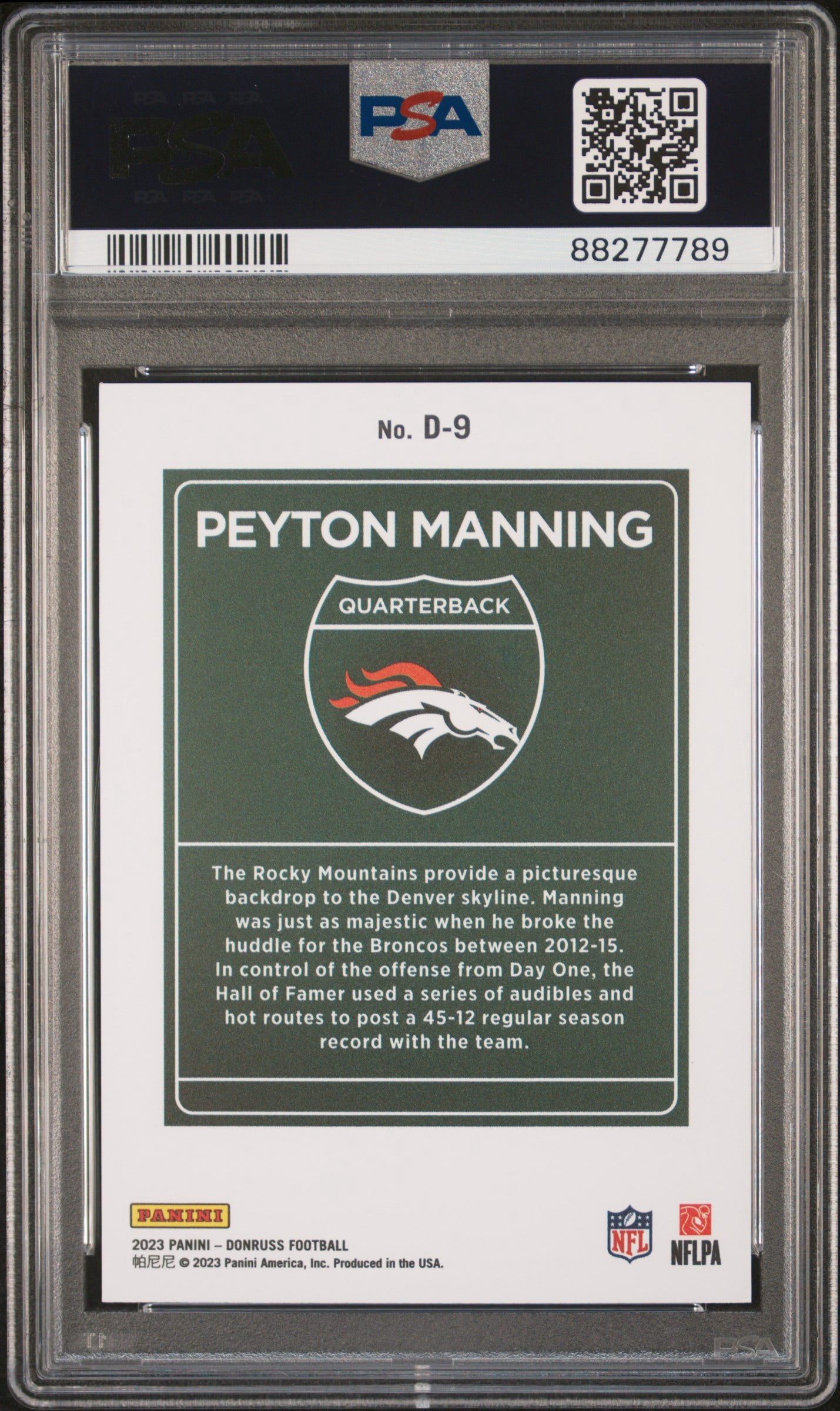 Peyton Manning 2023 Donruss Downtown PSA 10