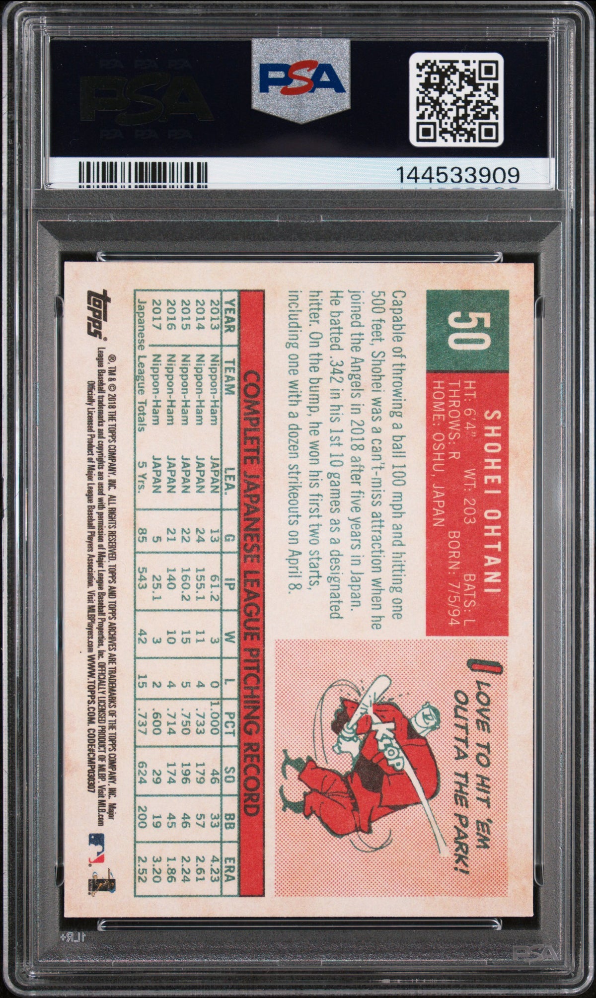 Shohei Ohtani 2018 Topps Archives PSA 10