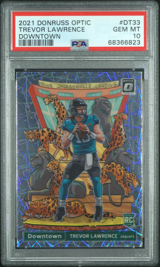 Trevor Lawrence 2021 Donruss Optic Downtown RC PSA 10