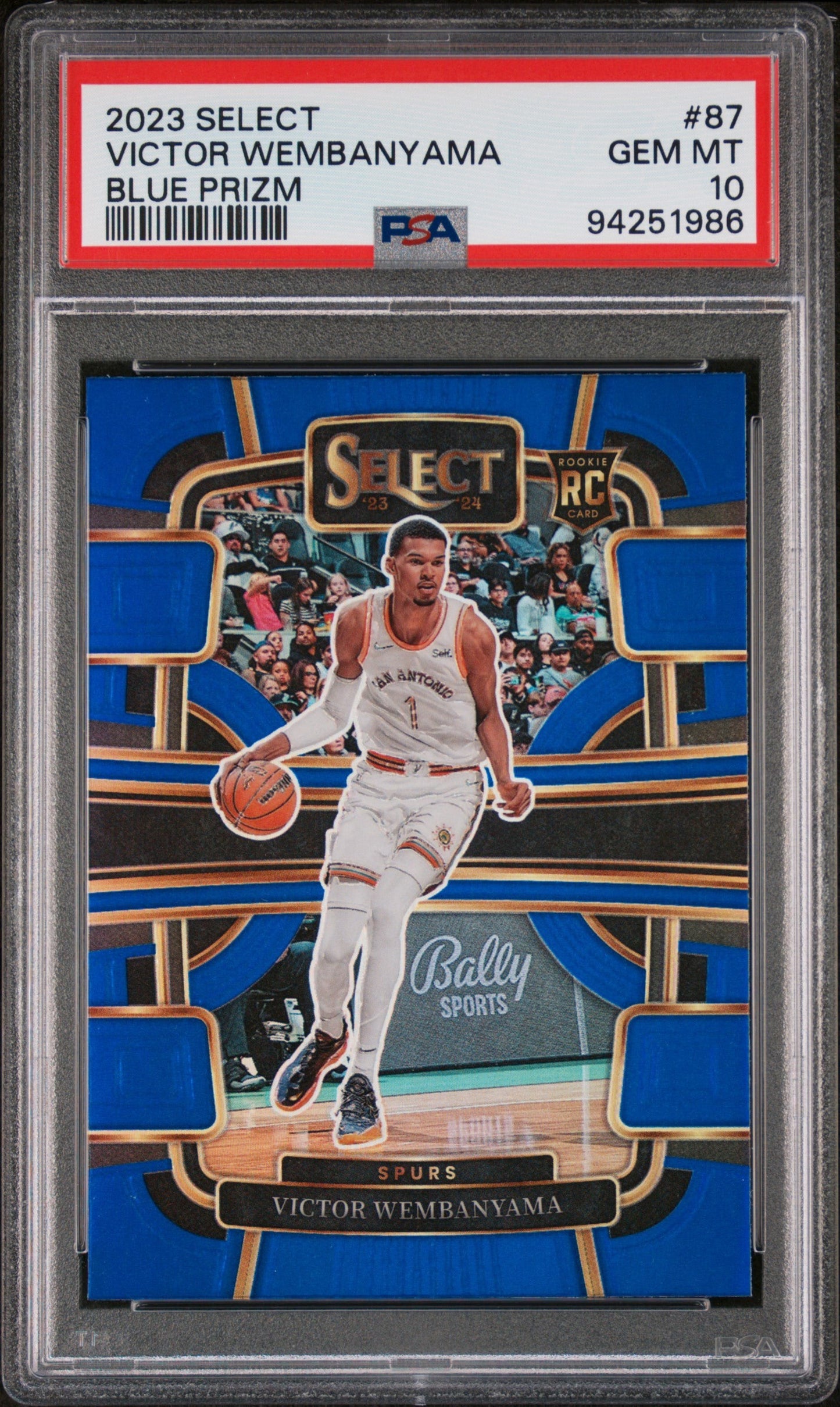 Victor Wembanyama 2023-2024 Panini Select Blue Prizm RC PSA 10
