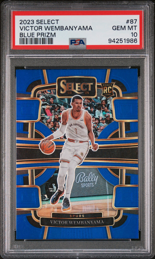 Victor Wembanyama 2023-2024 Panini Select Blue Prizm RC PSA 10