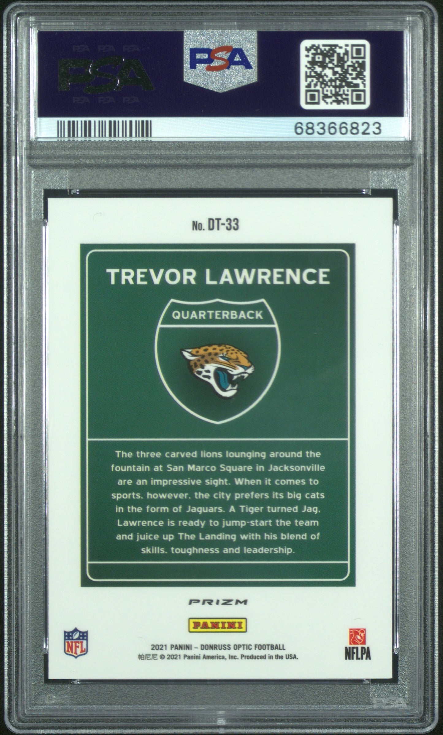 Trevor Lawrence 2021 Donruss Optic Downtown RC PSA 10