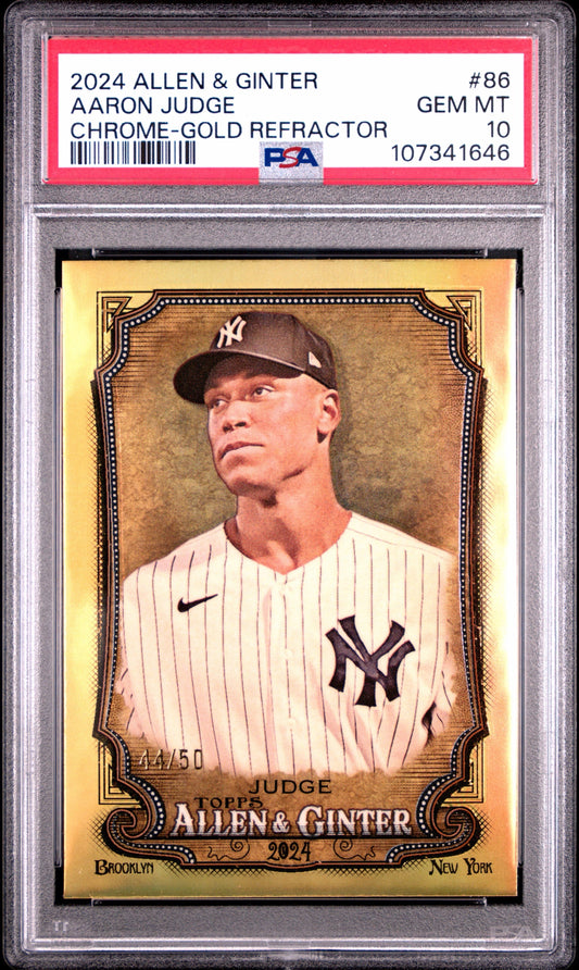Aaron Judge 2024 Topps Allen & Ginter Chome Gold Refractor /50 PSA 10