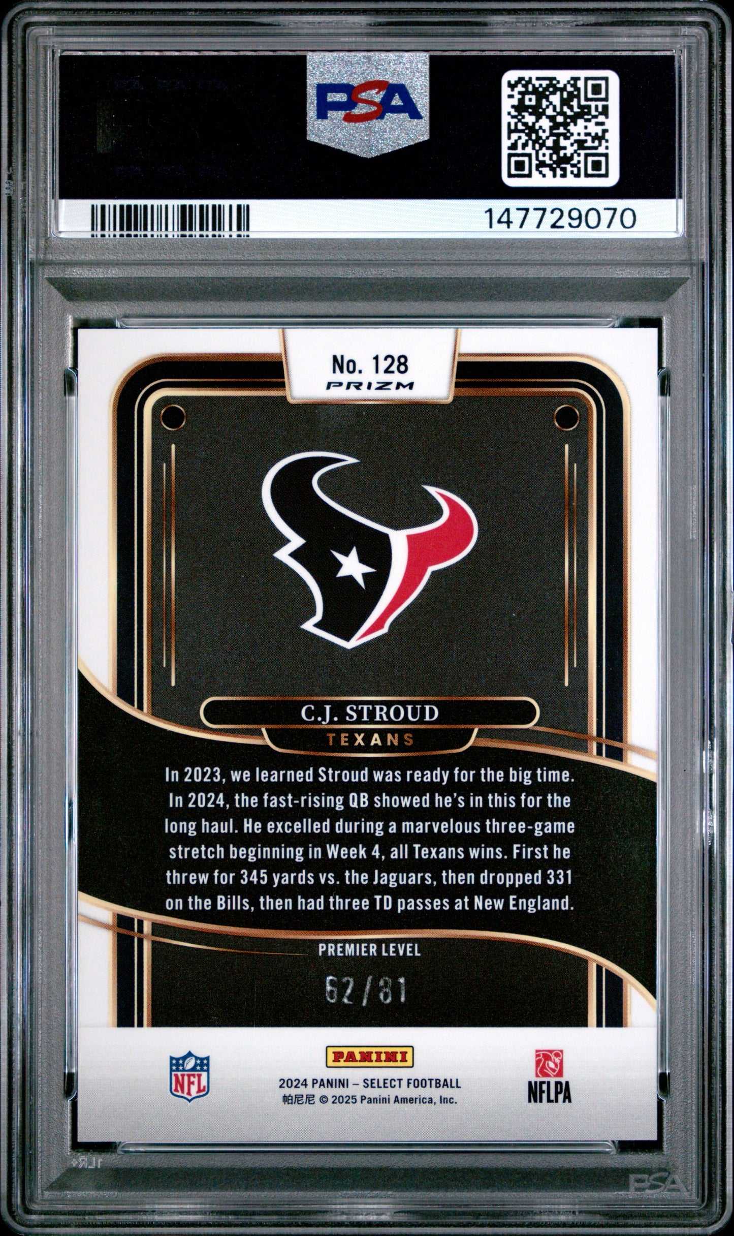CJ Stroud 2024 Panini Select Premier Dragon Scale /81 PSA 10