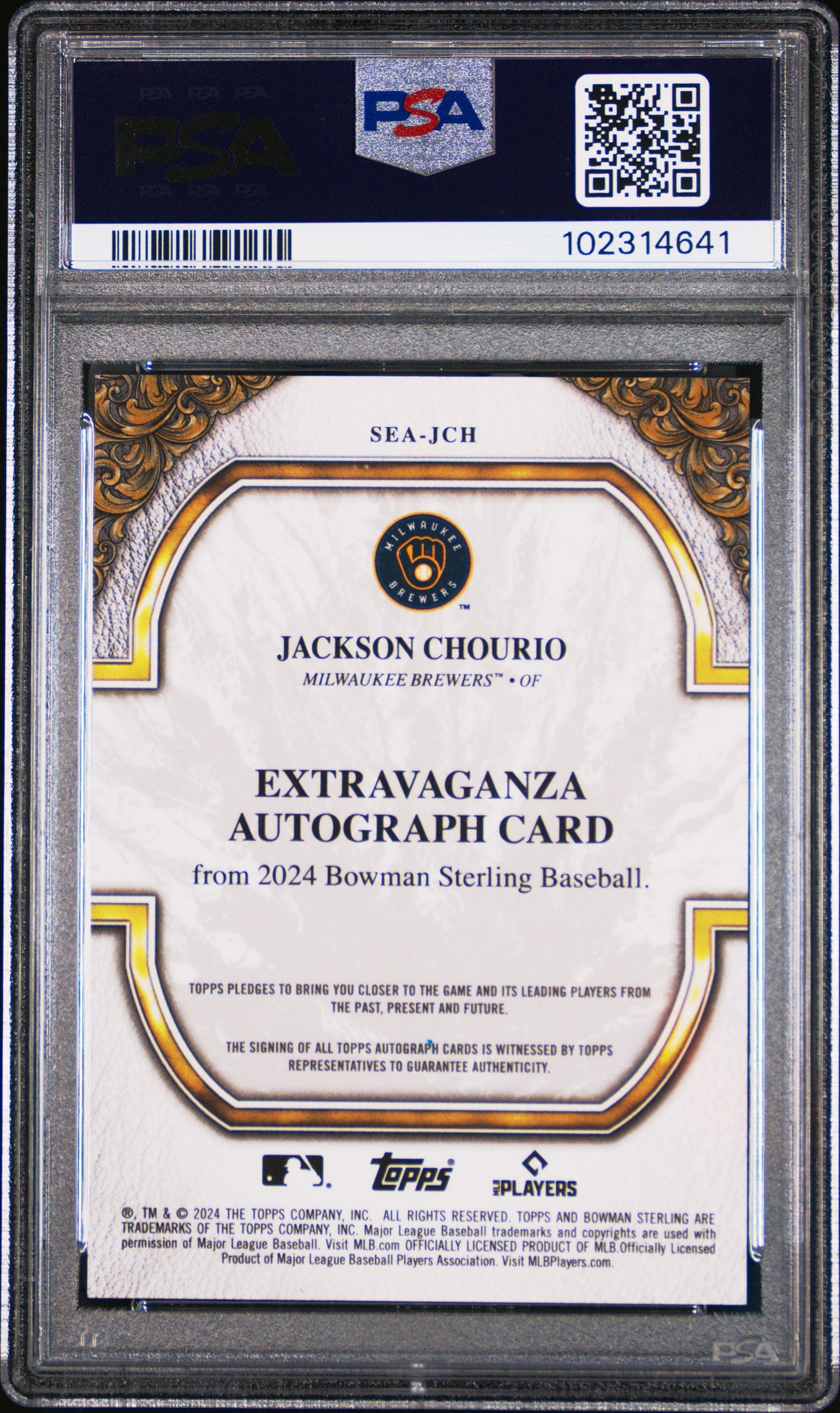 Jackson Chourio 2025 Bowman Sterling Extravaganza Auto RC /99 PSA 10