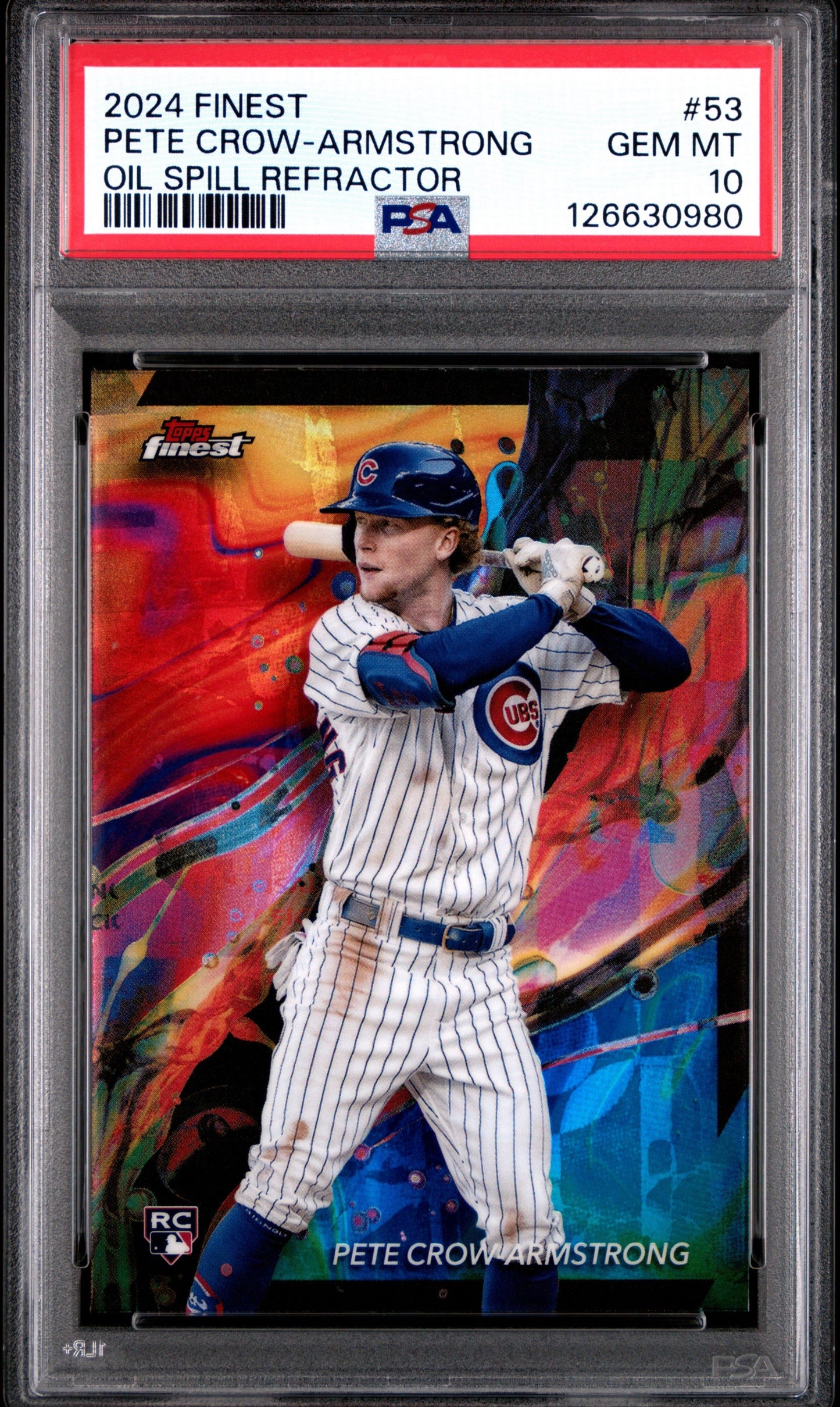 Pete Crow-Armstrong 2024 Topps Finest Oil Spill Refractor RC PSA 10