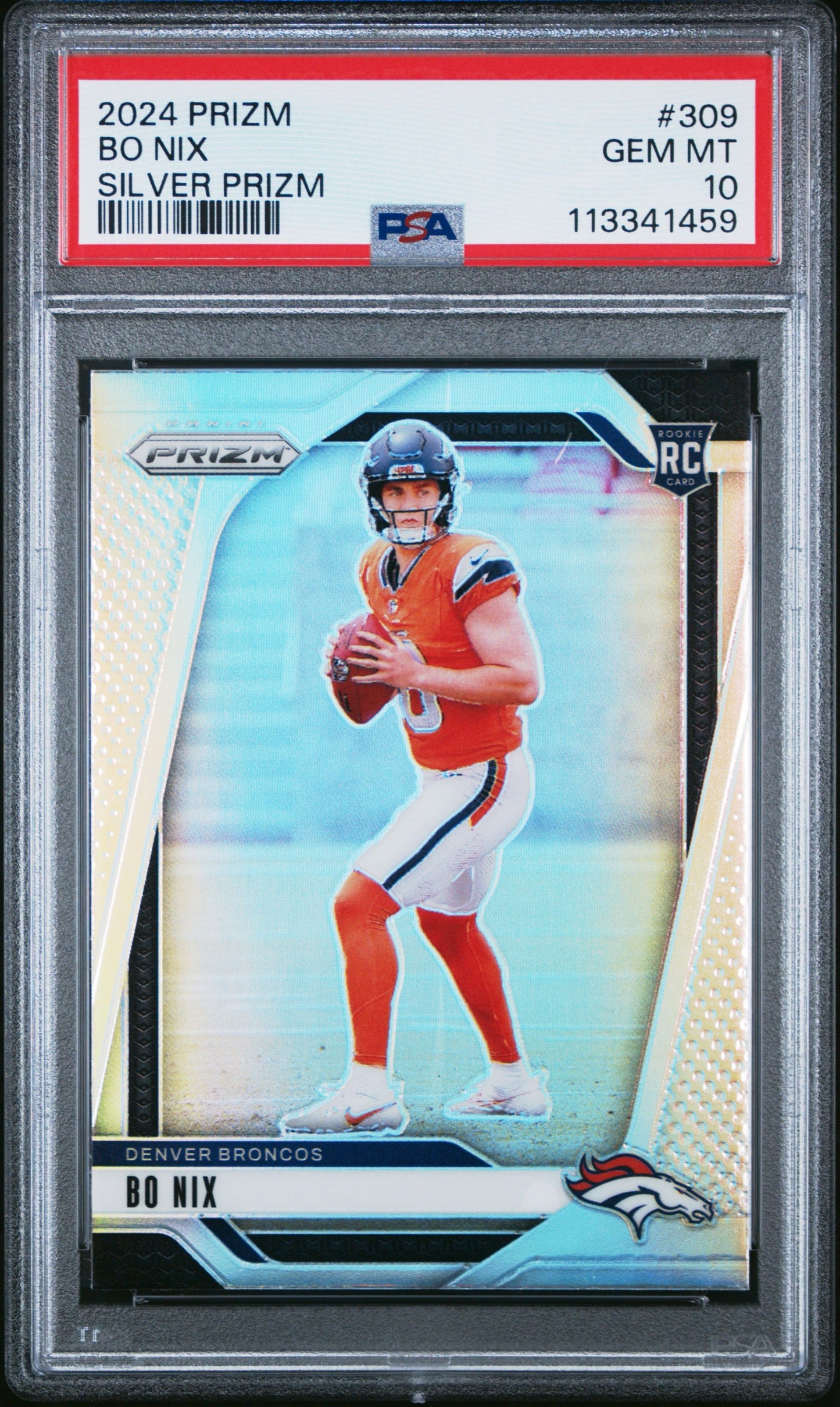 Bo Nix 2024 Prizm Silver Prizm RC PSA 10