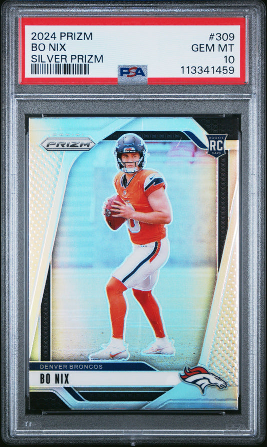 Bo Nix 2024 Prizm Silver Prizm RC PSA 10