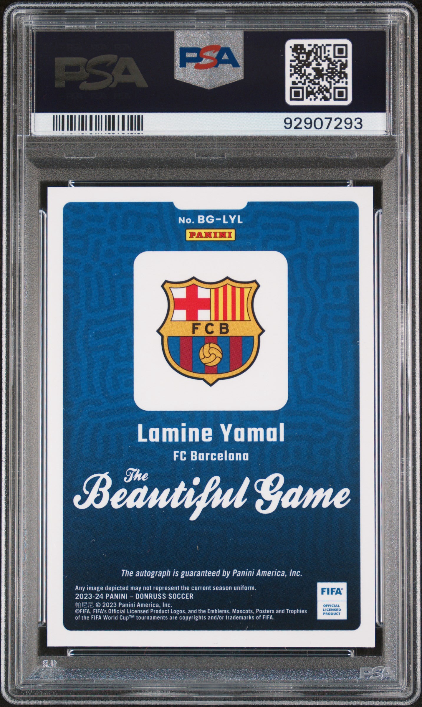 Lamine Yamal 2023-2024 Donruss FIFA The Beautiful Game RC PSA 10 Auto 10