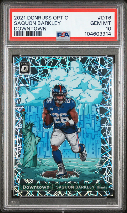 Saquon Barkley 2021 Donruss Optic Downtown PSA 10
