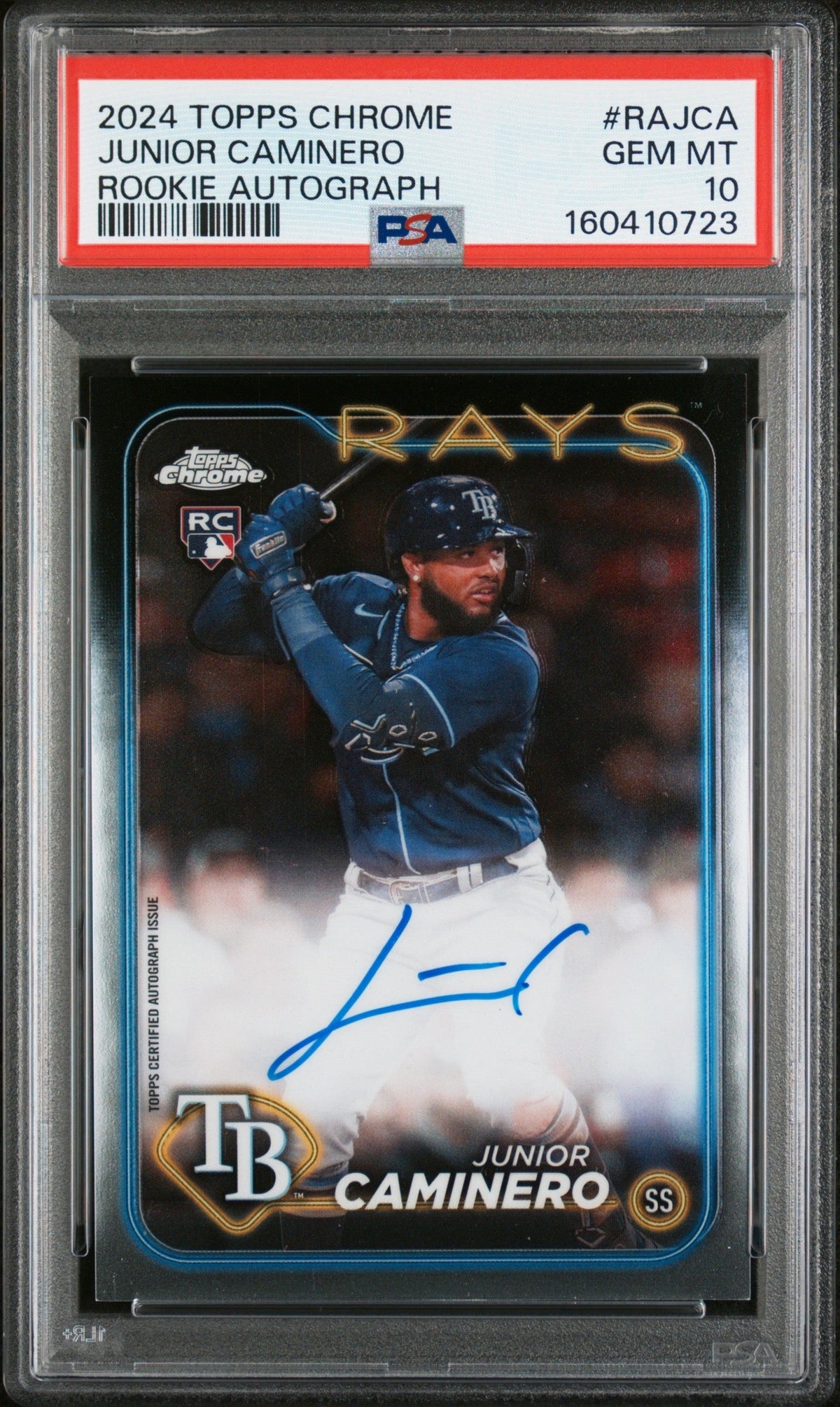 Junior Caminero 2024 Topps Chrome Auto RC PSA 10