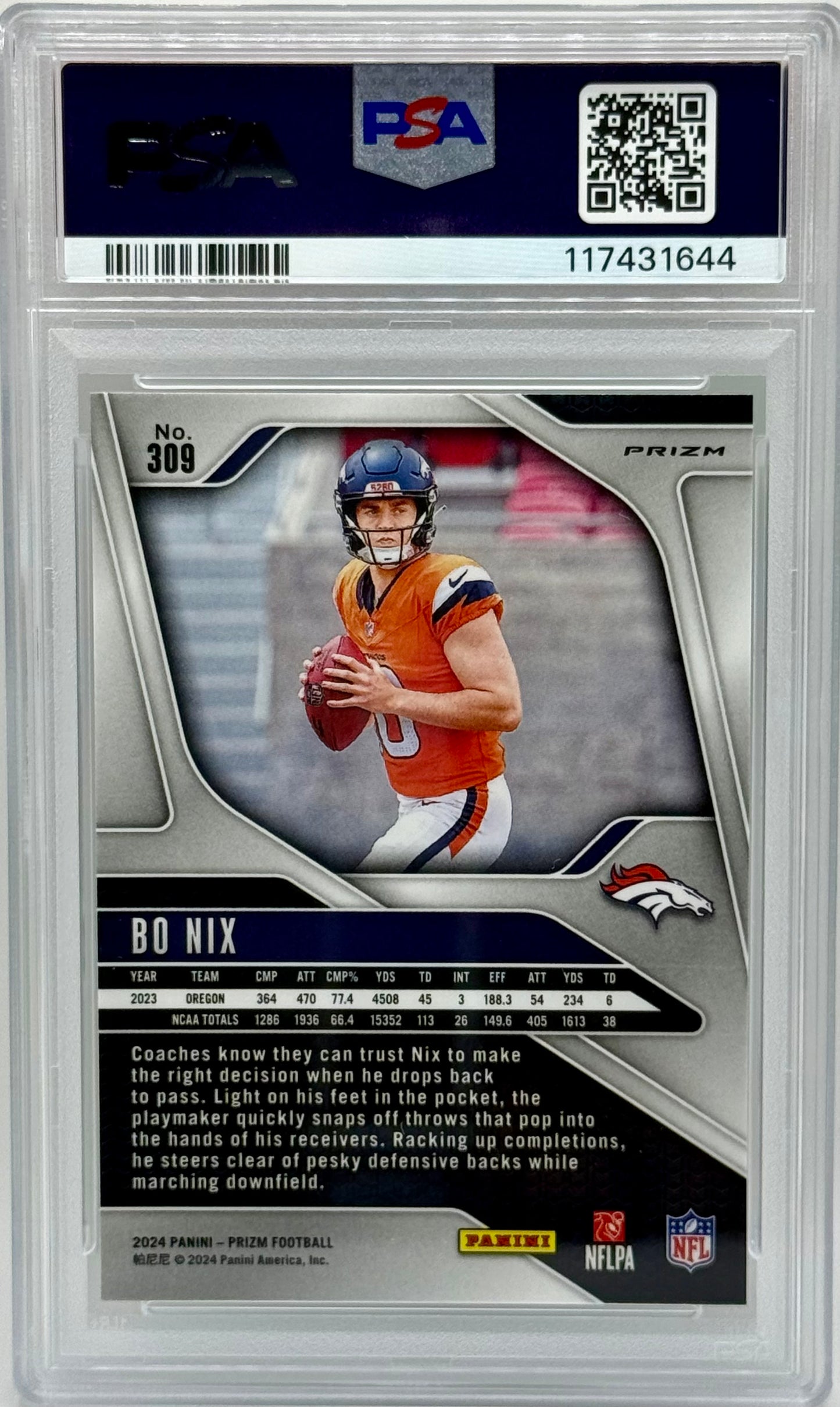 Bo Nix 2024 Prizm Green Wave RC PSA 10