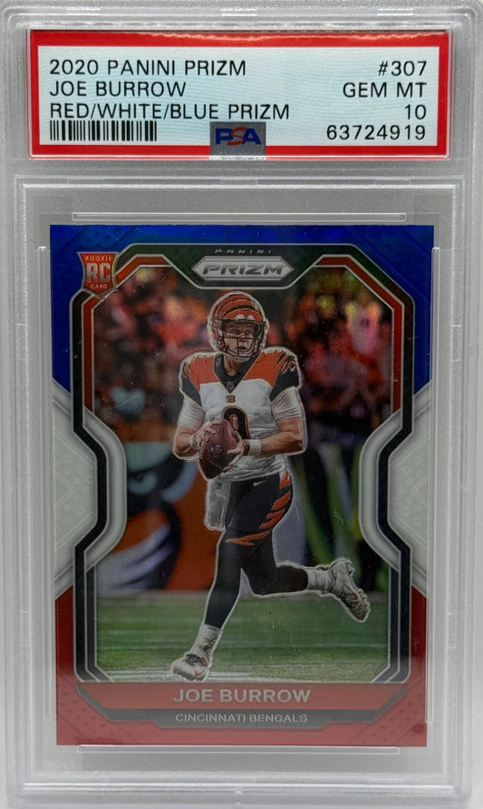 Joe Burrow 2020 Prizm Red White Blue RC PSA 10