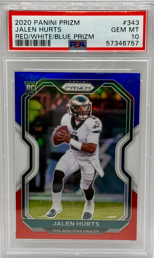 Jalen Hurts 2020 Prizm Red White Blue RC PSA 10