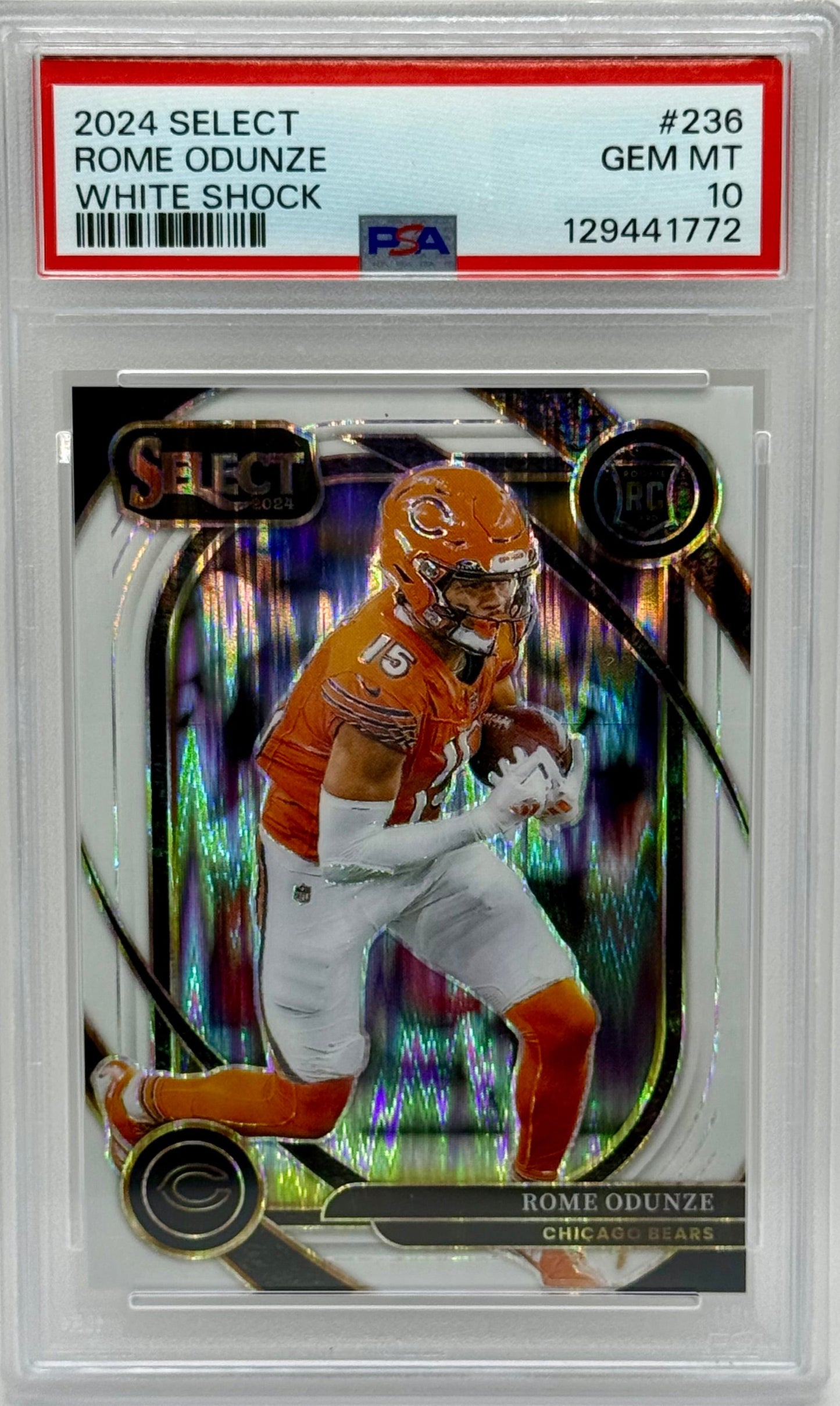 Rome Odunze 2024 Panini Select White Shock RC PSA 10