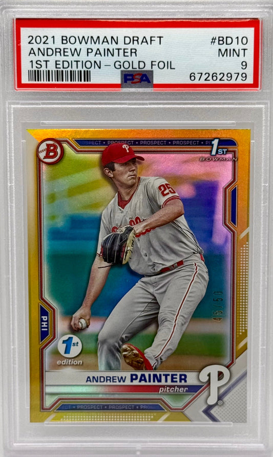Andrew Painter 2021 Bowman Draft 1st Edition Gold Foil /50 PSA 9