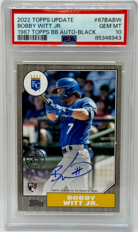 Bobby Witt Jr. 2022 Topps Update Black Auto /199 PSA 10