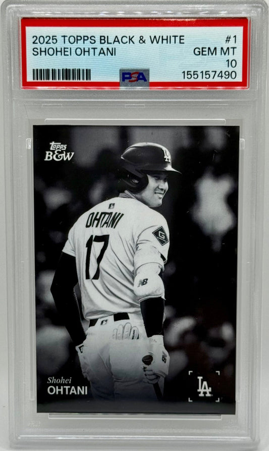 Shohei Ohtani 2025 Topps Black and White PSA 10