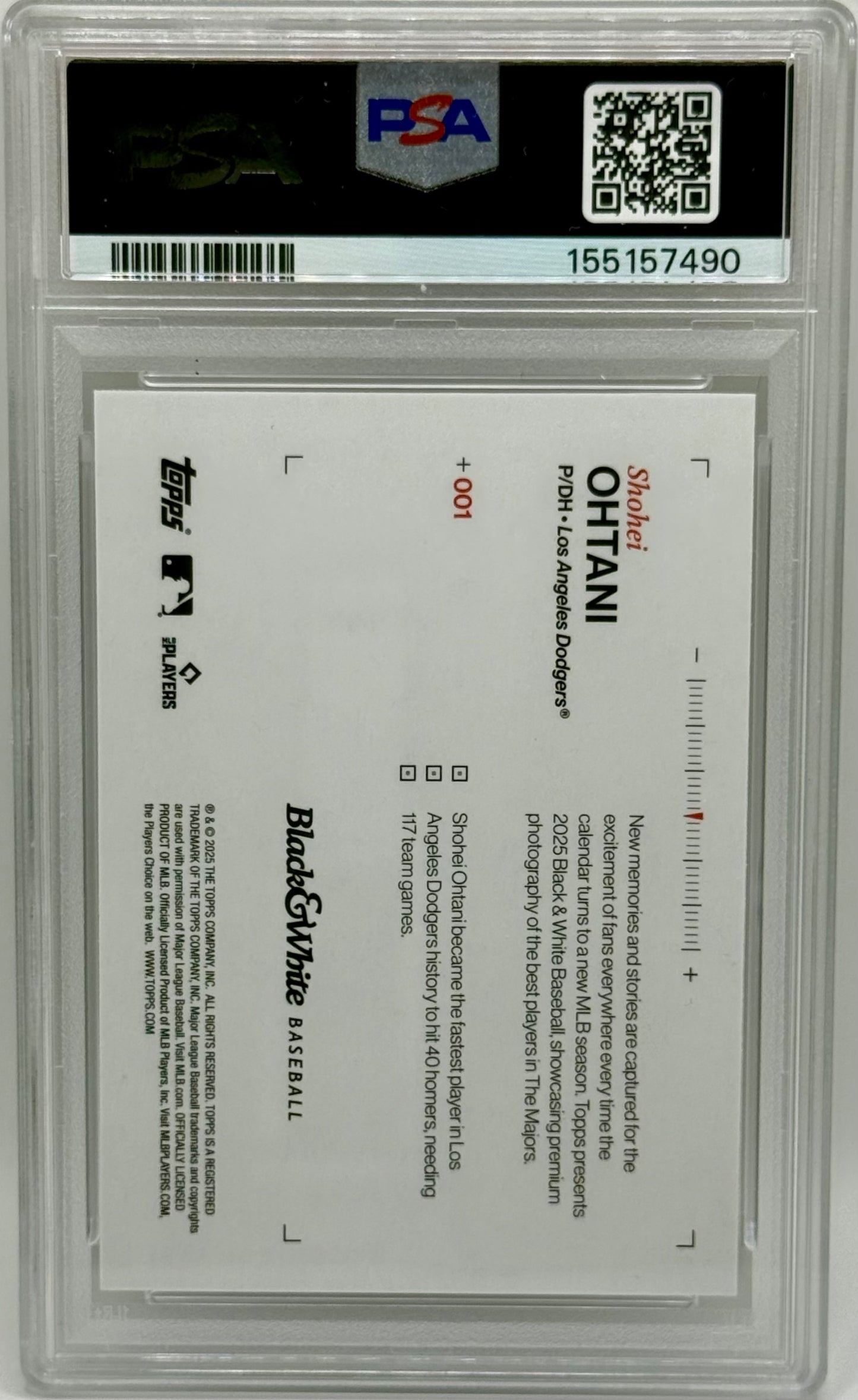 Shohei Ohtani 2025 Topps Black and White PSA 10