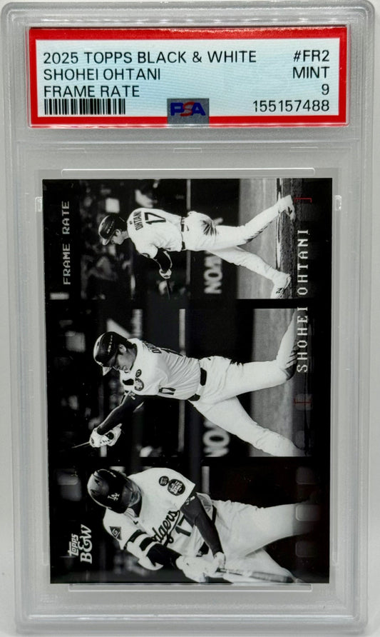 Shohei Ohtani 2025 Topps Black and White Frame Rate PSA 9