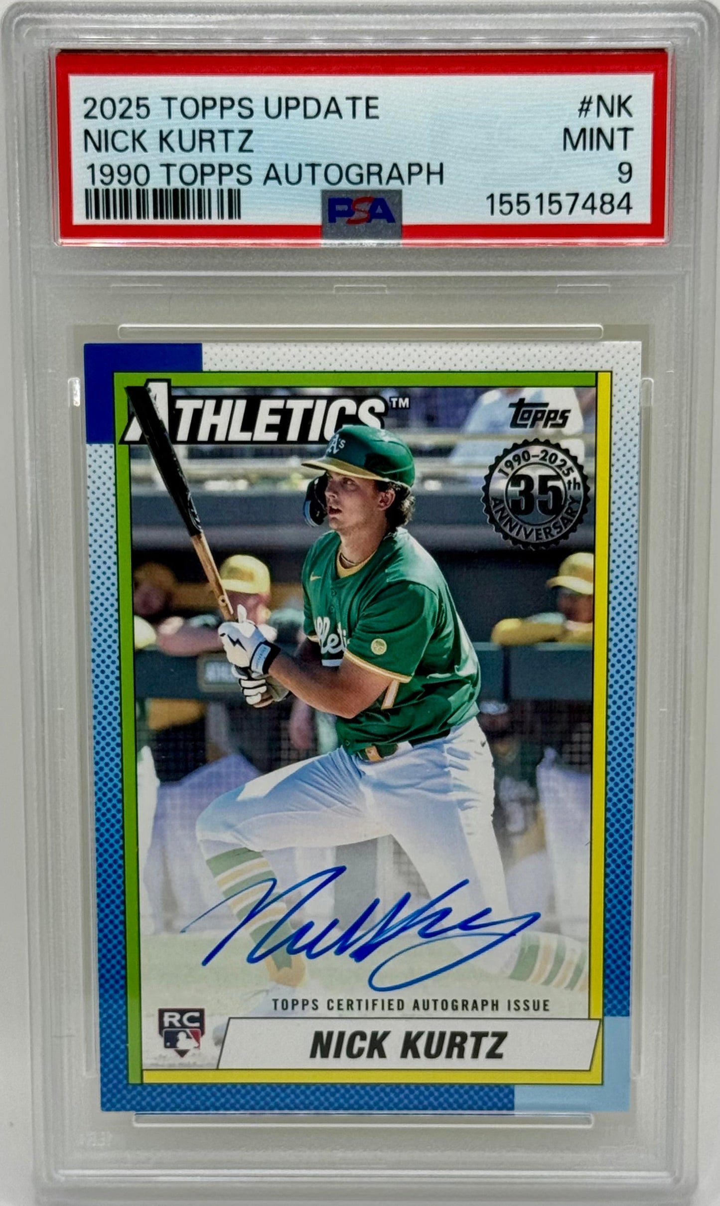 Nick Kurtz 2025 Topps Update RC Auto PSA 9