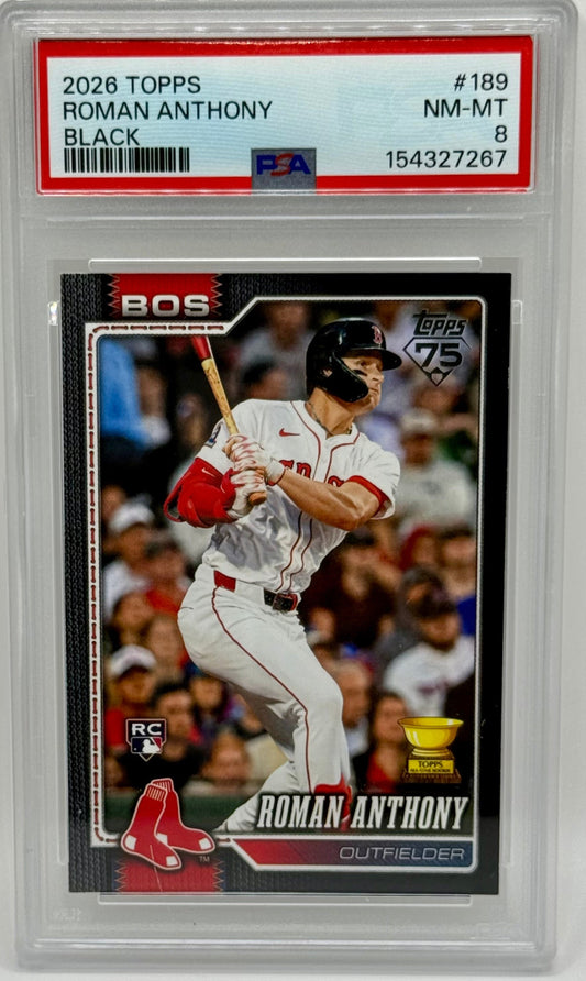 Roman Anthony 2026 Topps Black 19/75 Jersey # Match PSA 8