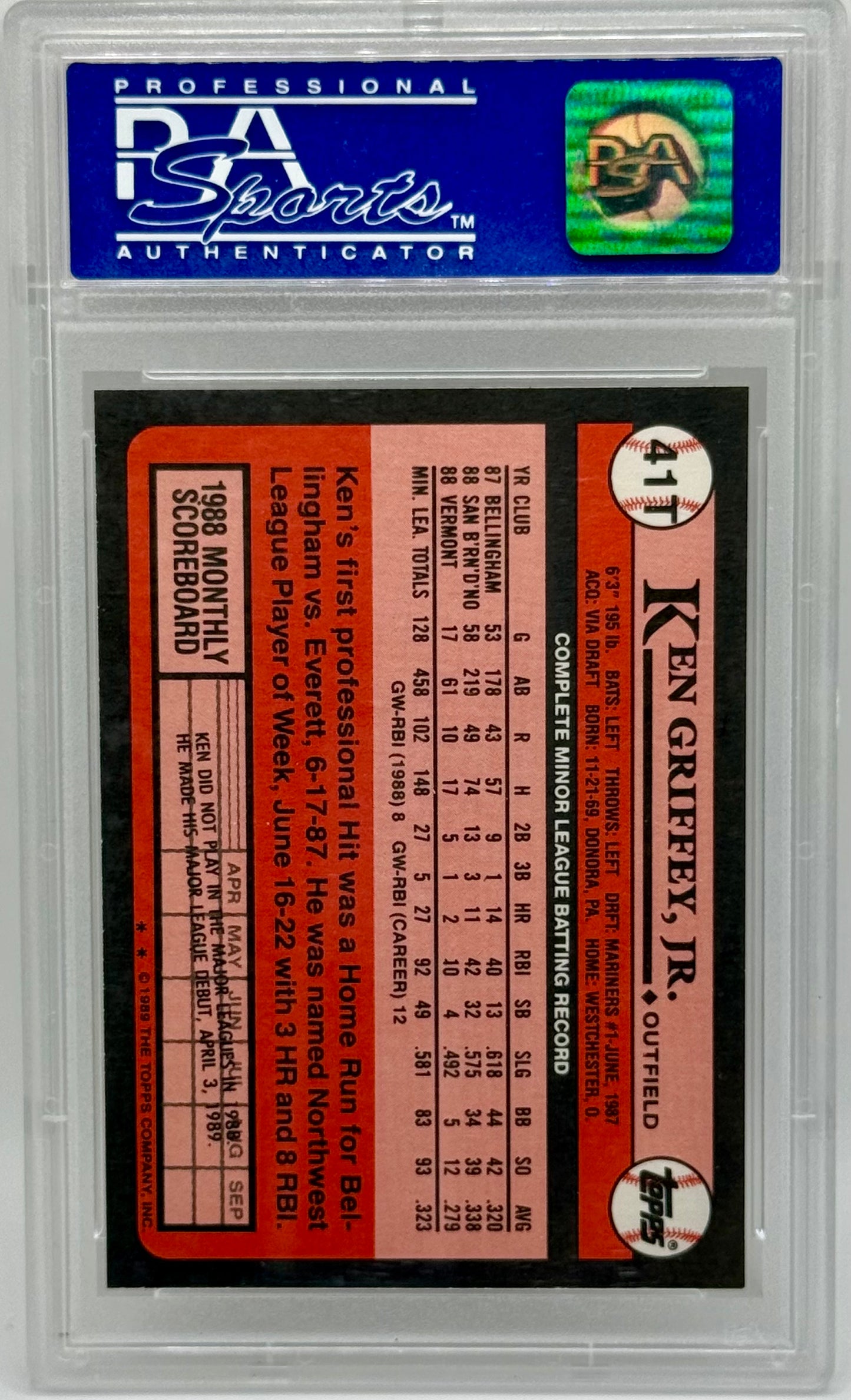 Ken Griffey Jr 1989 Topps Traded RC PSA 10