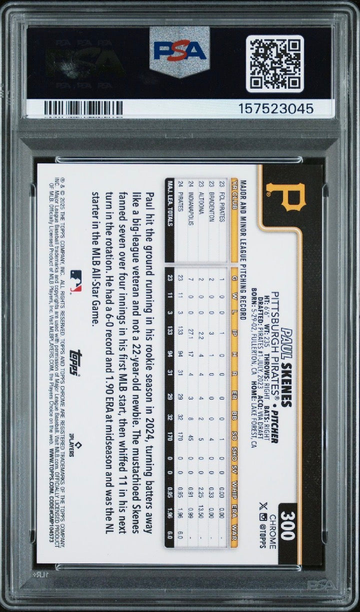 Paul Skenes 2025 Topps Chrome Award Winners PSA 10 POP 1