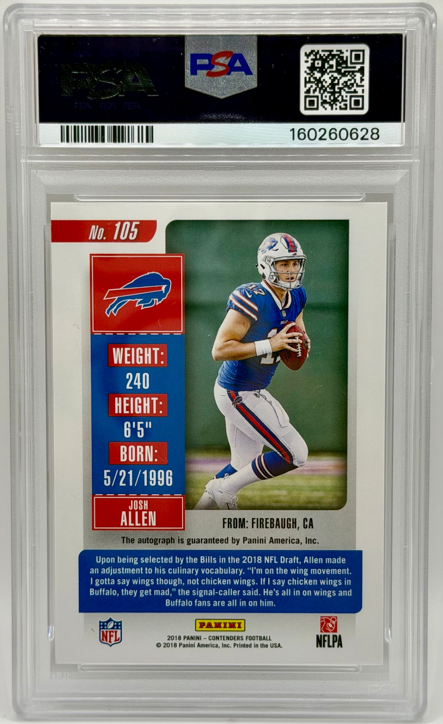 Josh Allen 2018 Panini Contenders Variation Auto PSA 10 Auto 10