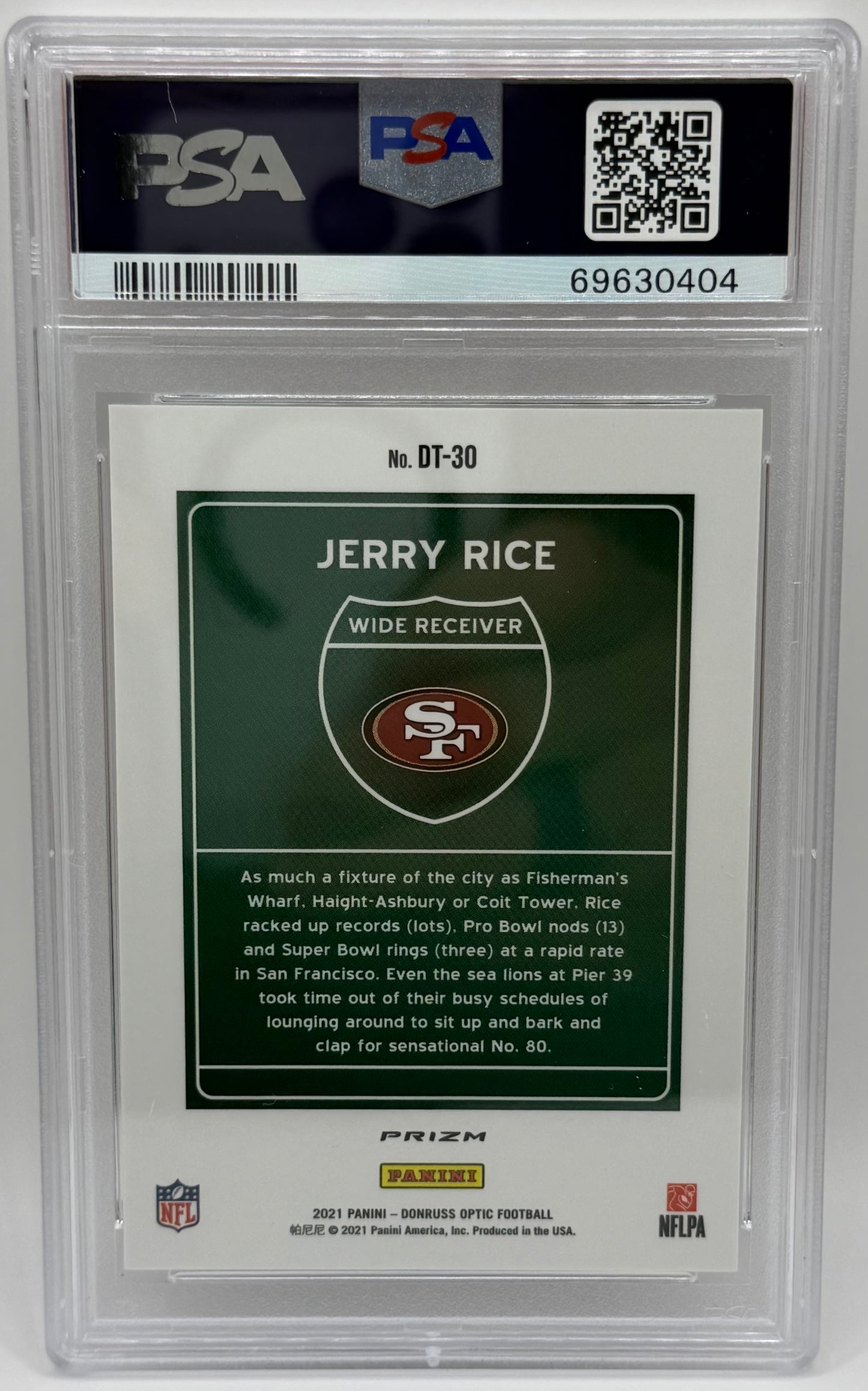Jerry Rice 2021 Optic Downtown PSA 10