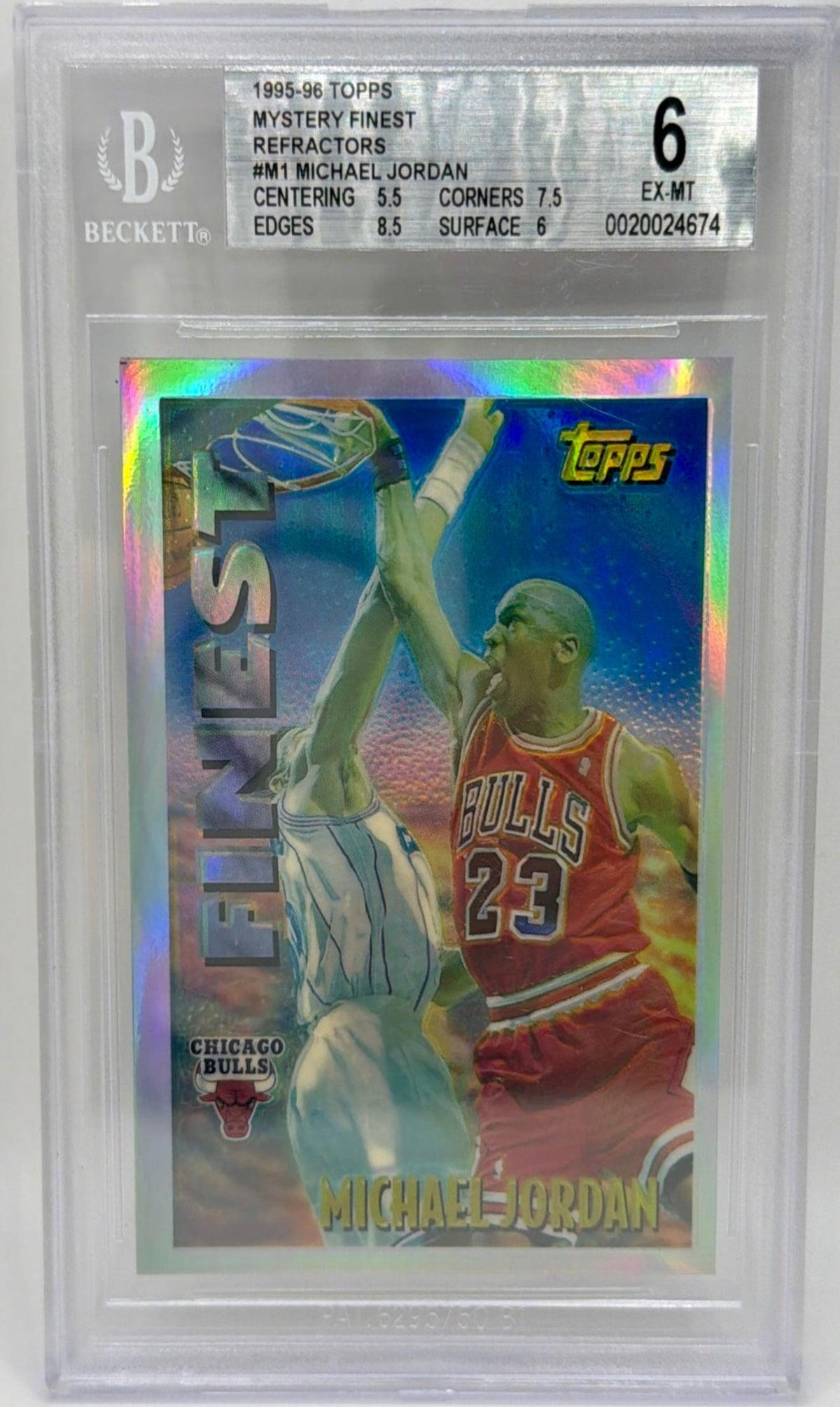Michael Jordan 1995 Topps Mystery Finest Refractor #M1 BGS 6