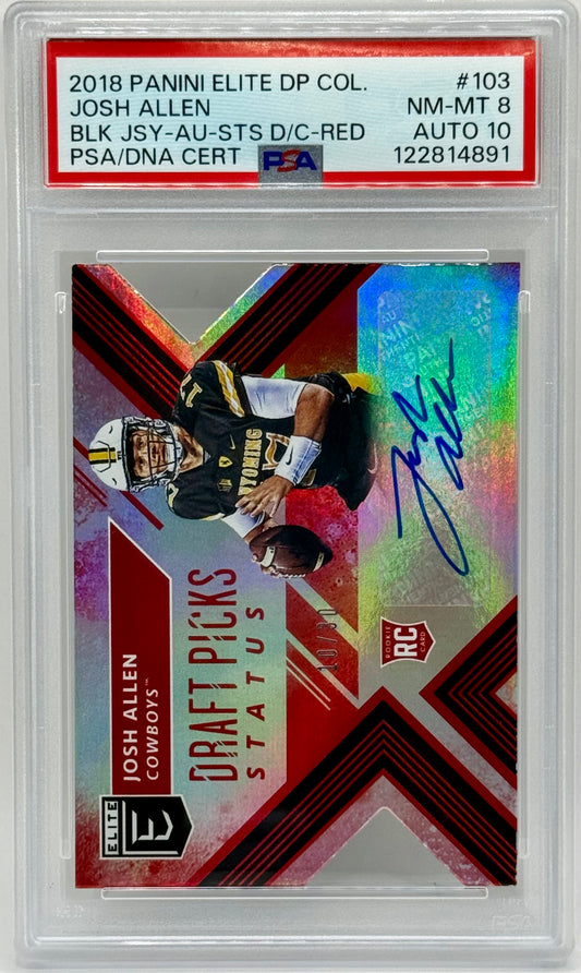 Josh Allen 2018 Panini Elite Rookie Auto PSA 8 Auto PSA 10