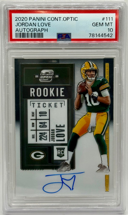 Jordan Love 2020 Panini Rookie Ticket Auto PSA 10