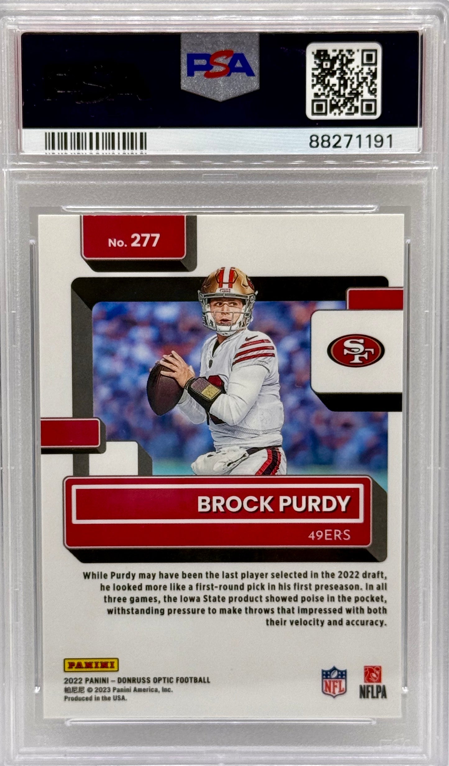 Brock Purdy 2022 Donruss Optic Rated Rookie PSA 10