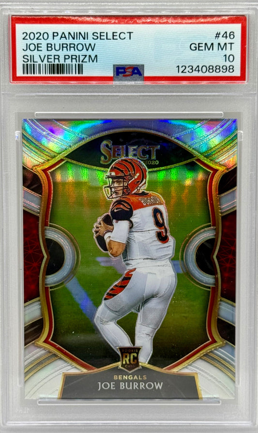 Joe Burrow 2020 Panini Select Silver Prizm  RC PSA 10