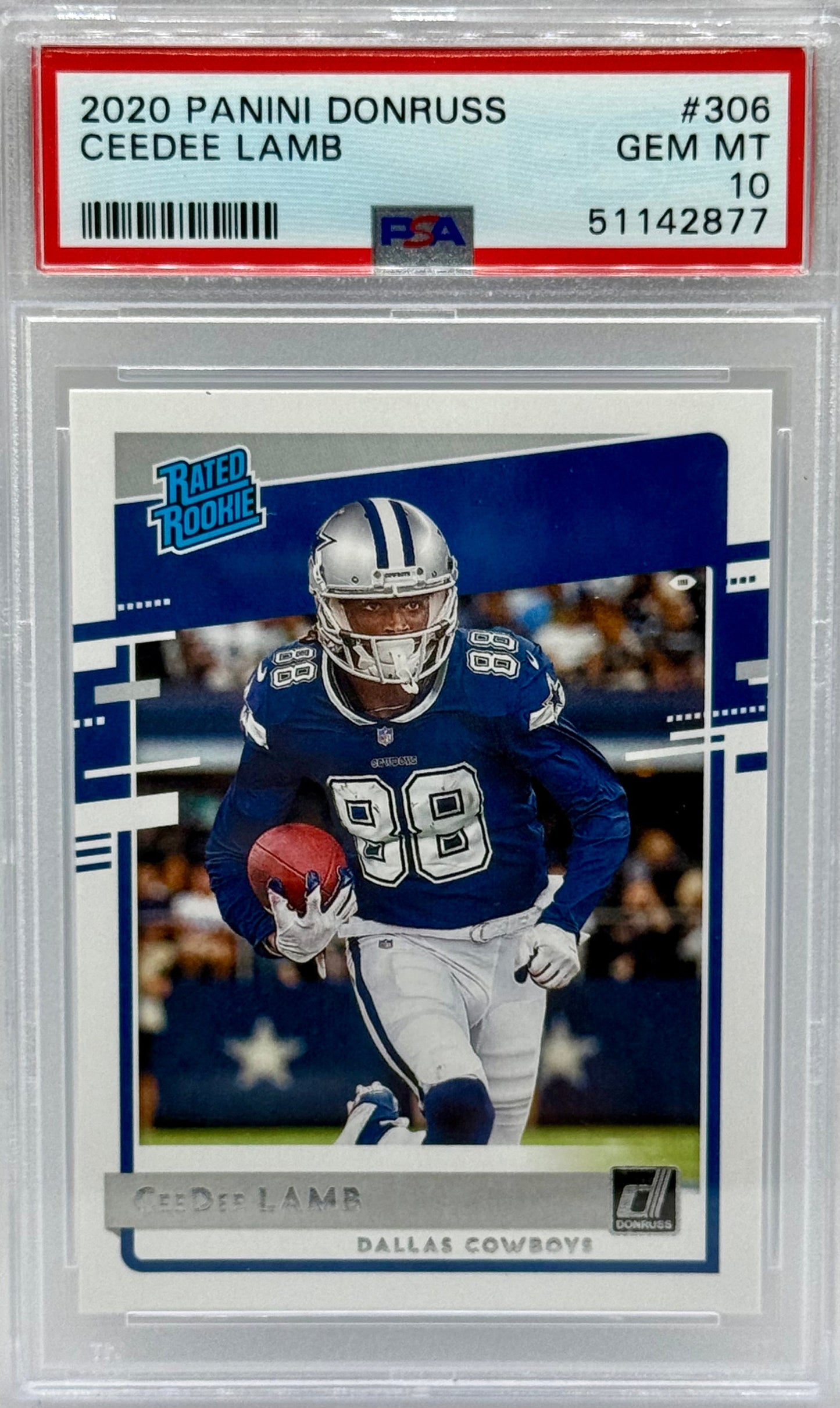 Ceedee Lamb 2020 Panini Donruss Rated Rookie PSA 10
