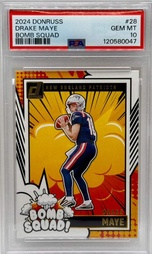 Drake Maye 2024 Donruss Bomb Squad PSA 10