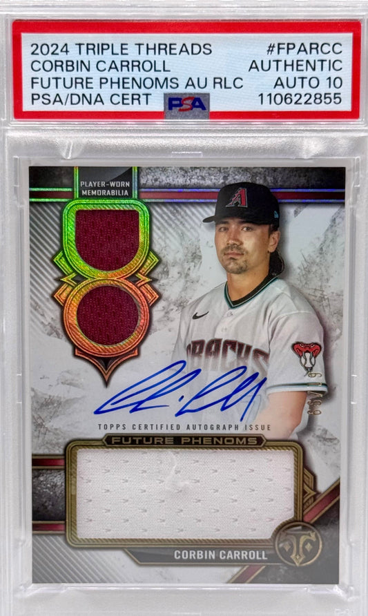 Corbin Carroll 2024 Topps Triple Threads Player Worn Auto /99 PSA 10