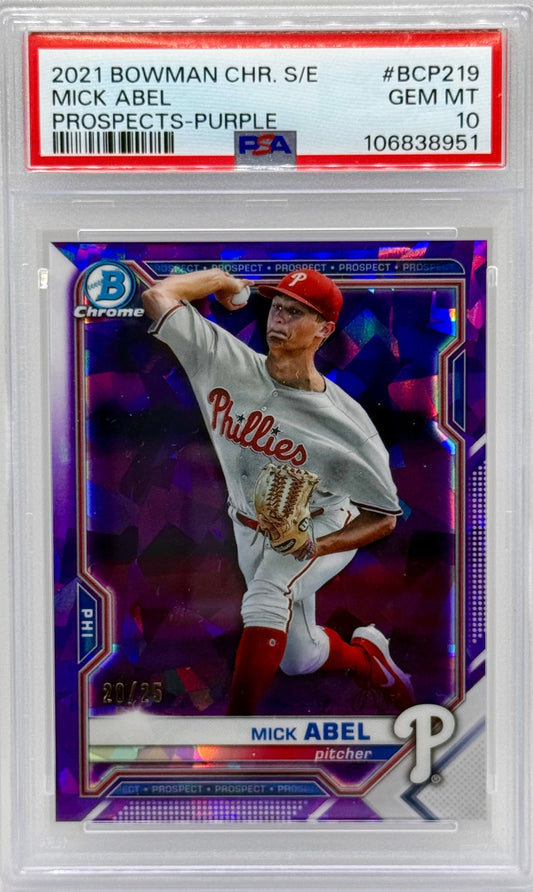 Mick Abel 2021 Bowman Chrome Prospects Purple /25 PSA 10