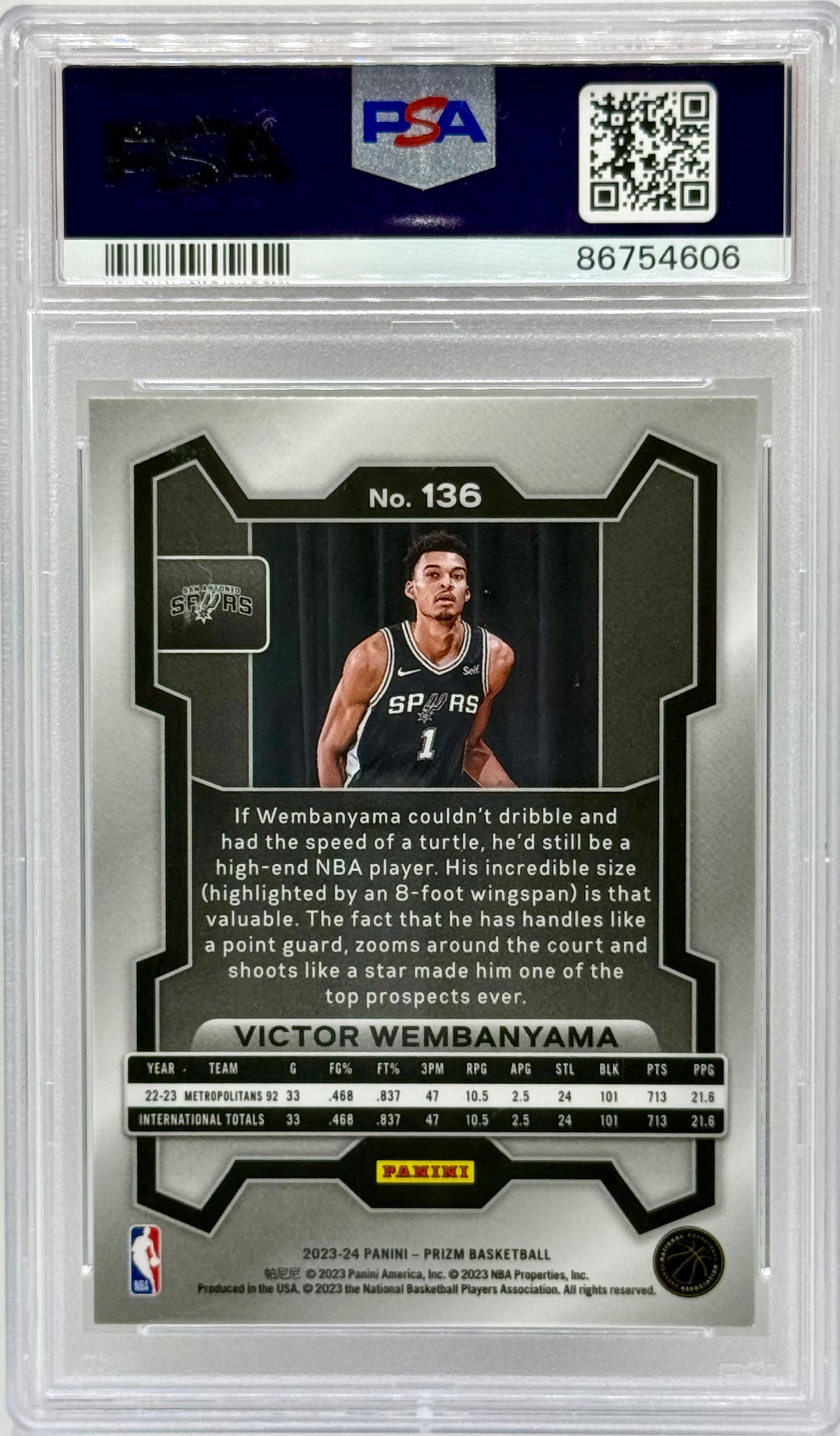 Victor Wembanyama 2023 Prizm RC PSA 10