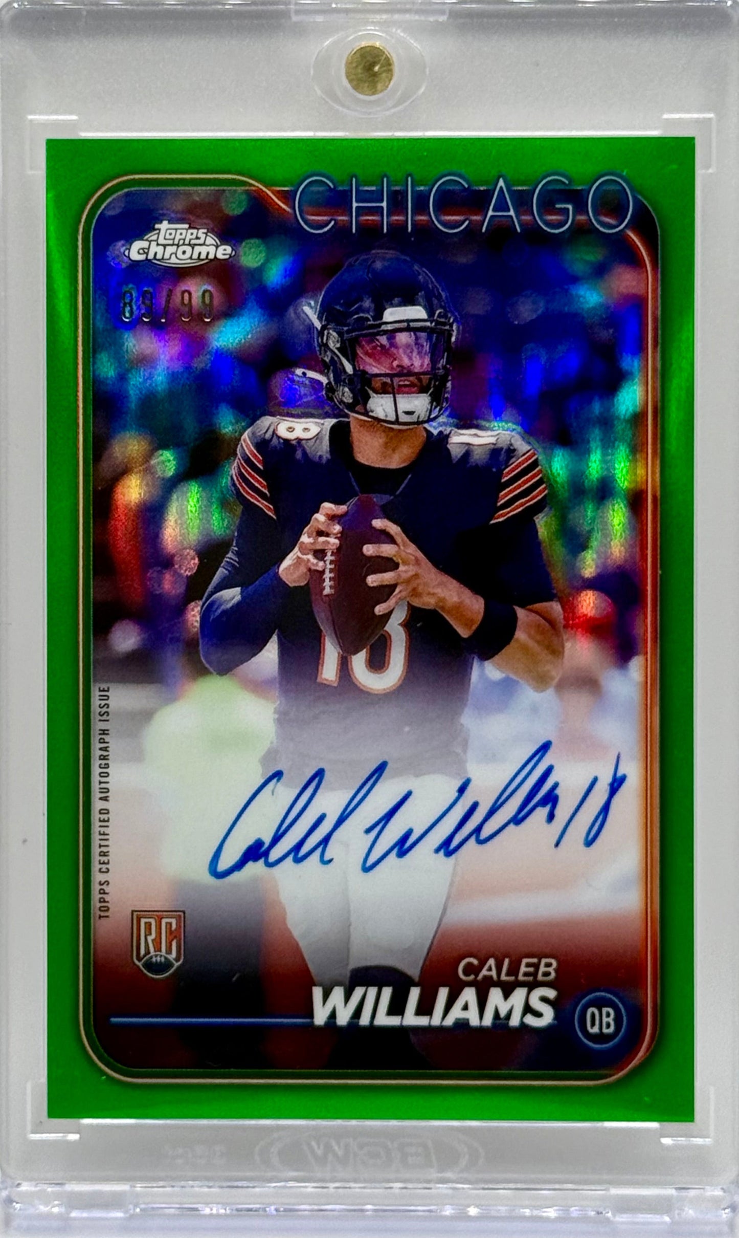 Caleb Williams 2024 Topps Chrome Green Auto /99