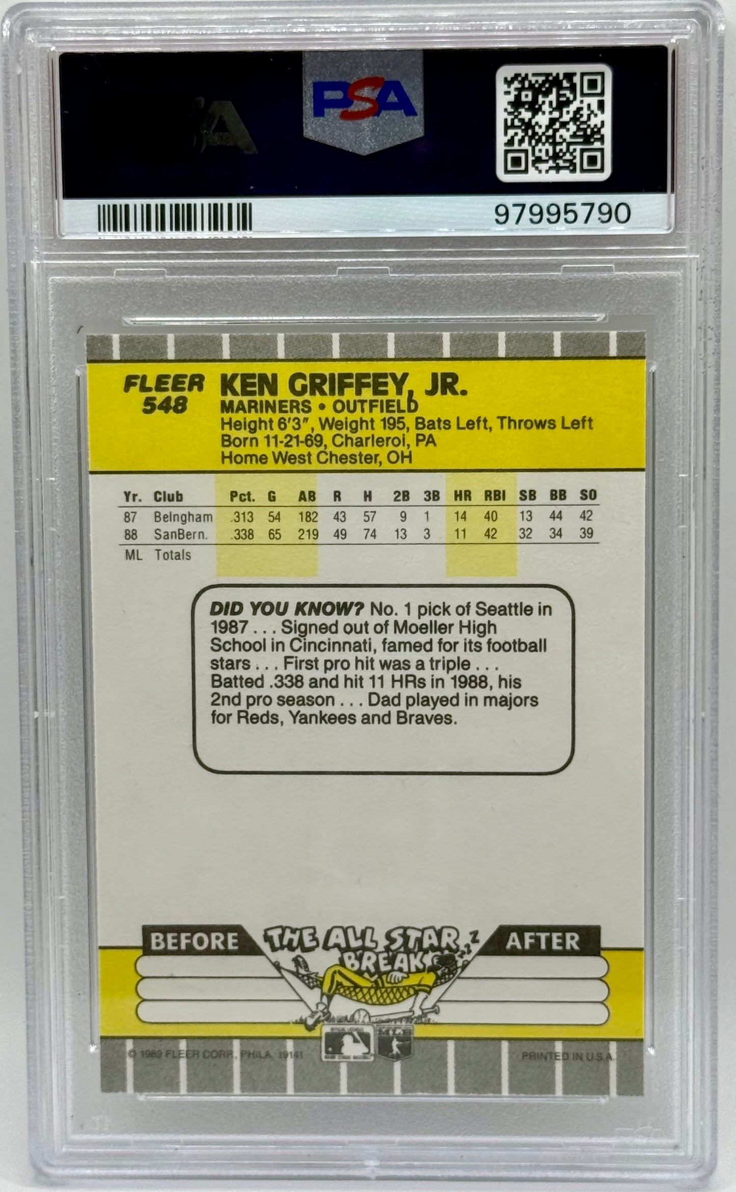 Ken Griffey Jr. 1989 Fleer RC PSA 10